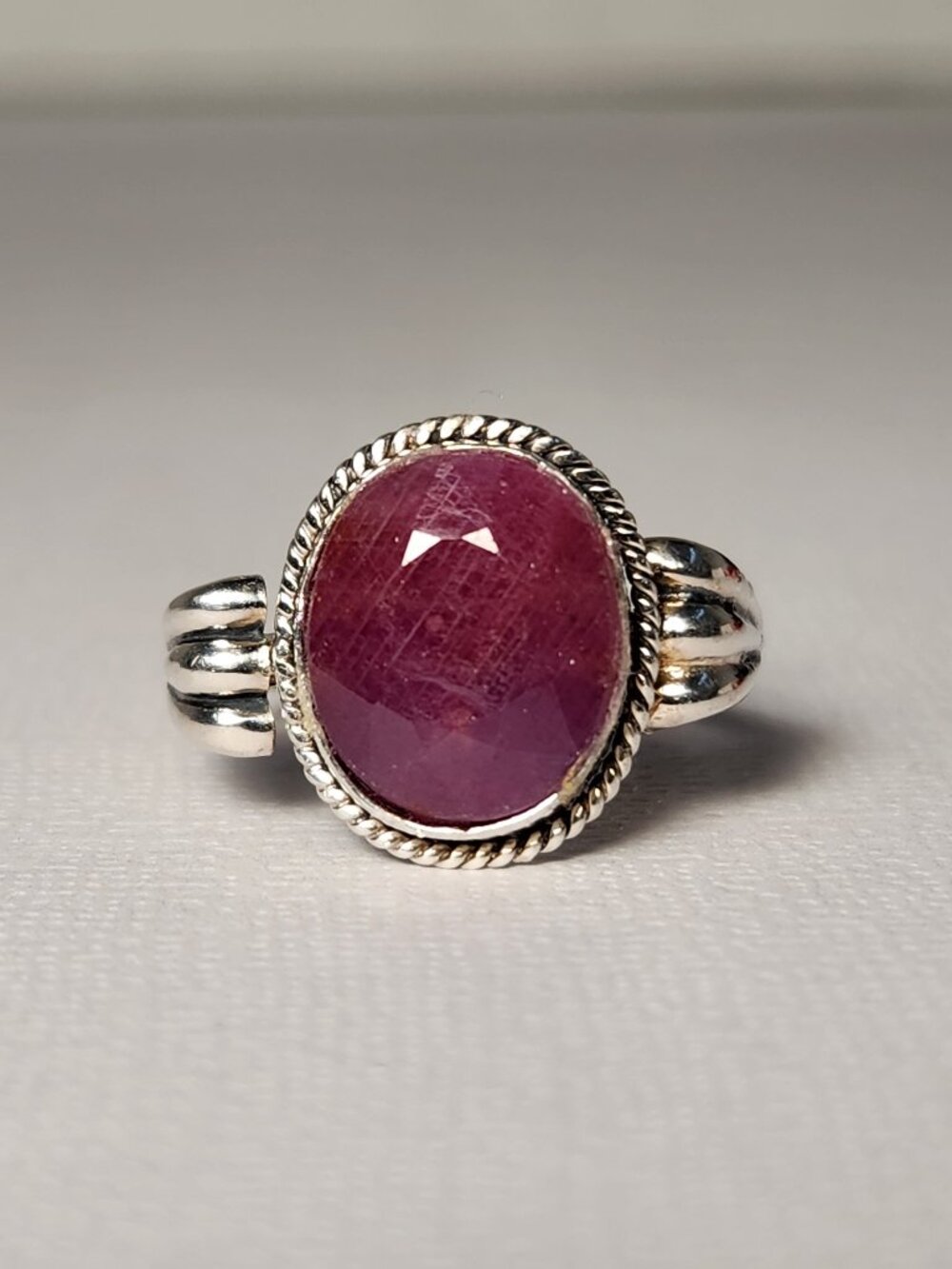 VTG 925 Large Natural Ruby Artisan Ring Sz 7